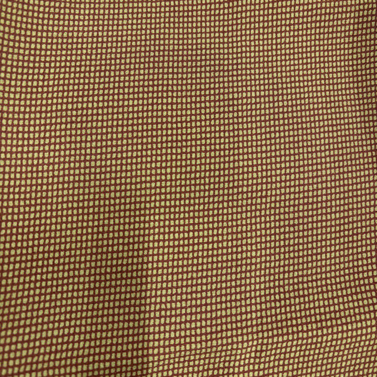 【美品】 小紋 身長165cm 袖長68cm L 雙層 格子 茶綠 純蠶絲 秀品級