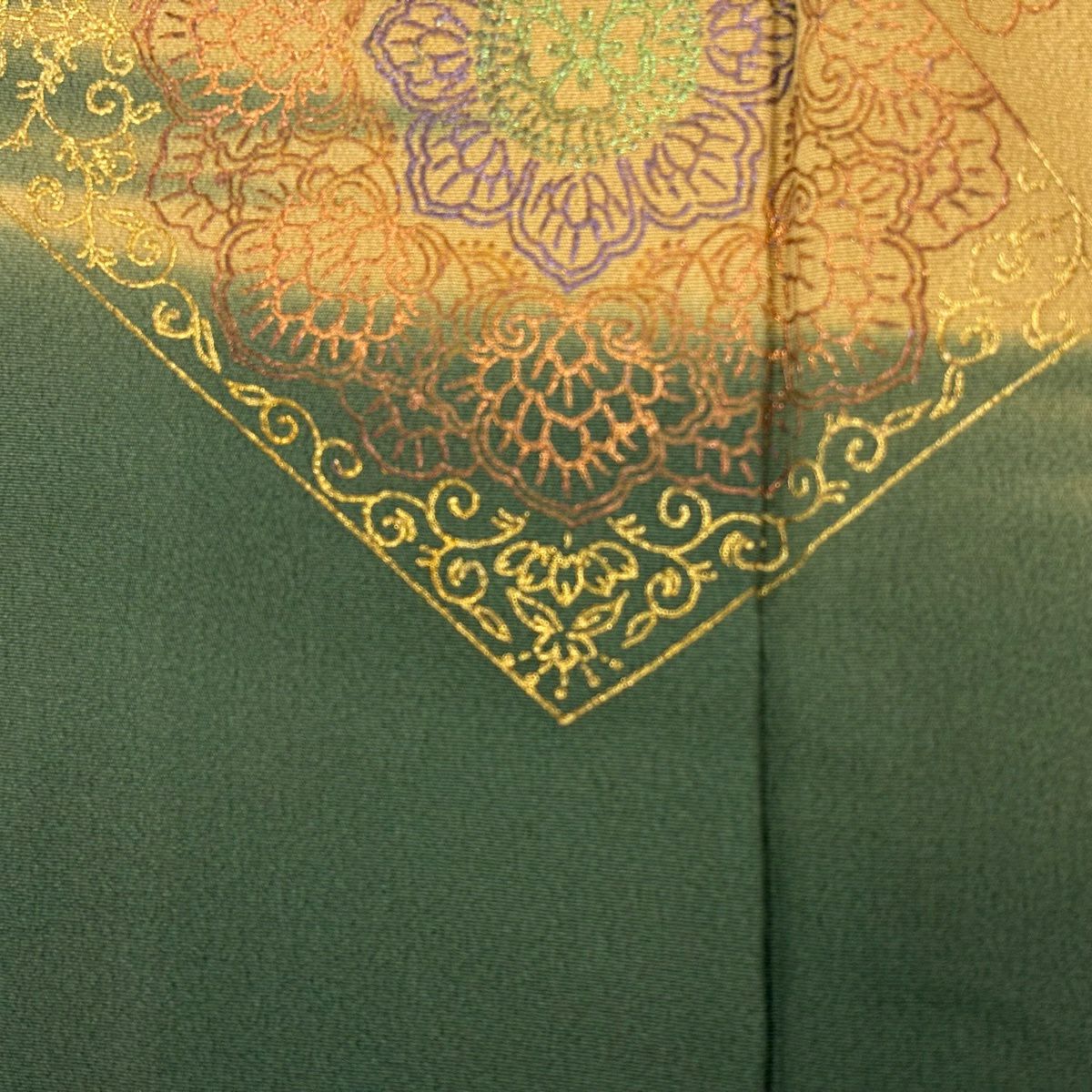 黑留袖禮服 身長159cm 袖長65cm M 雙層 向鳥 華紋 金銀彩 金絲 黑 純蠶絲 秀品級