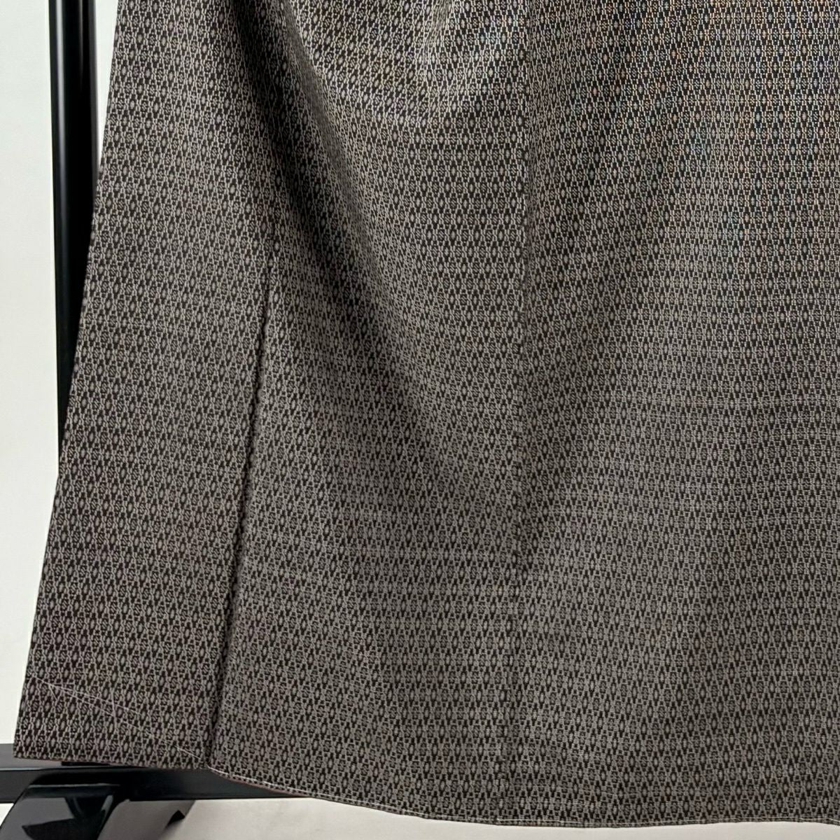 【美品】 紬織 身長161.5cm 袖長65cm M 雙層 幾何學 焦茶 純蠶絲 秀品級