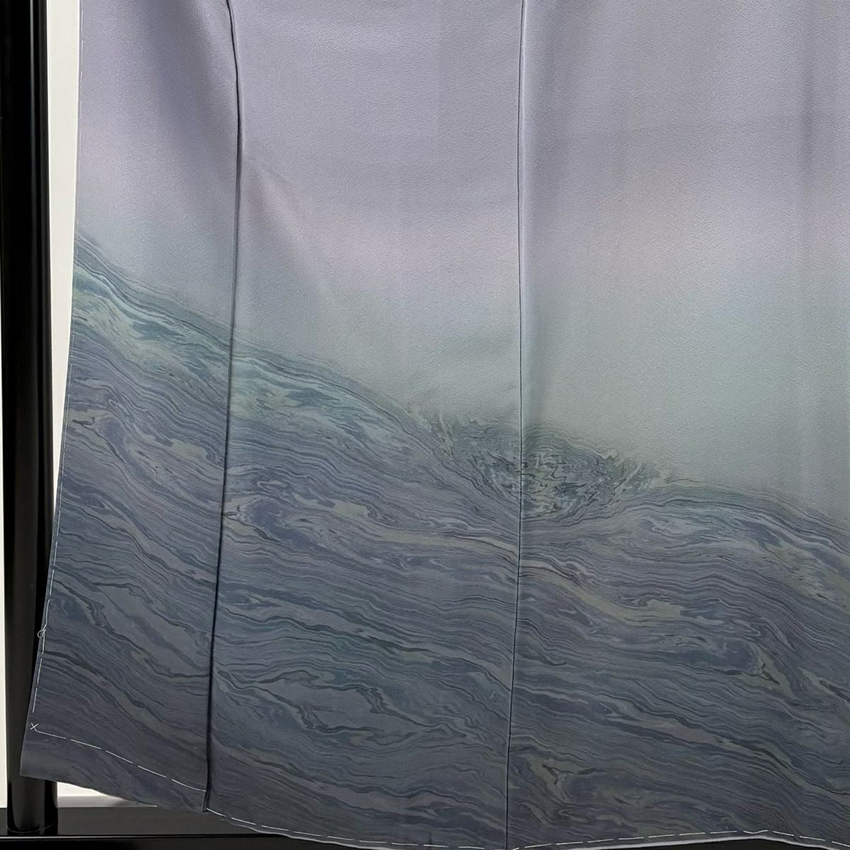 付下 身長156.5cm 袖長65.5cm M 雙層 墨流染 漸層 紫 純蠶絲 優品級