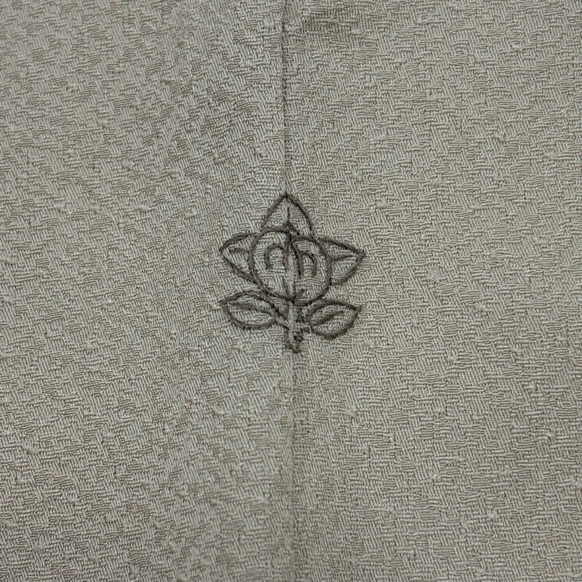 付下 身長156.5cm 袖長64cm M 雙層 扇子 牡丹 刺繡 淺茶 純蠶絲 秀品級 一個紋