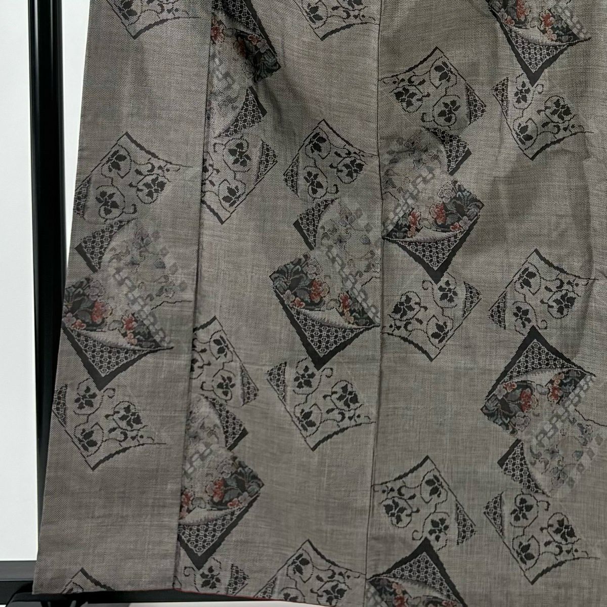 【美品】 紬織織 身長162cm 袖長63cm S 雙層 冊子 草花紋紋 焦茶 純蠶絲 秀品級