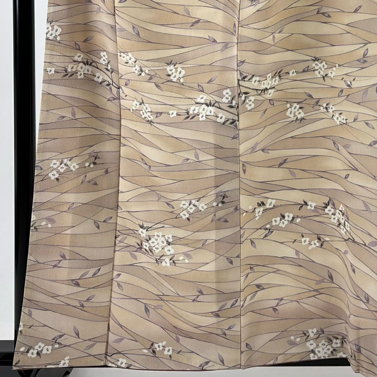 小紋 身長160.5cm 袖長66cm M 雙層 櫻花 幾何圖案 漸變 米色 純蠶絲 優品級