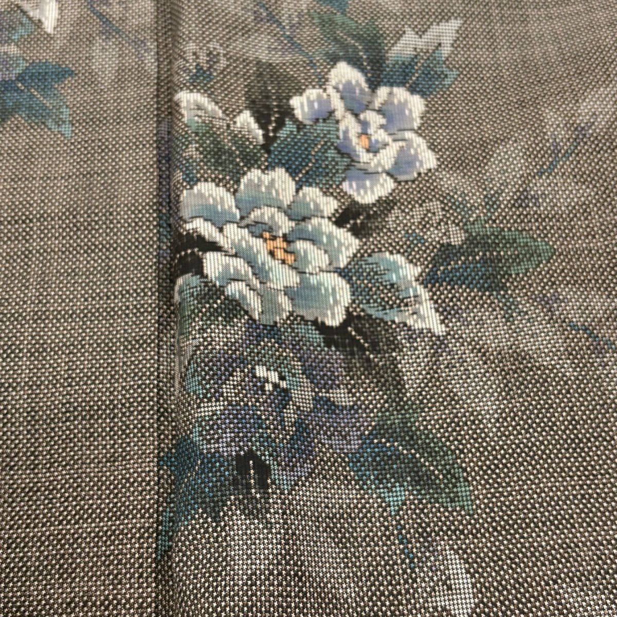 【美品】 大島織 身長159cm 袖長64cm M 雙層 純泥染 證書附帶 草花紋紋 焦茶 正蠶絲 優品級