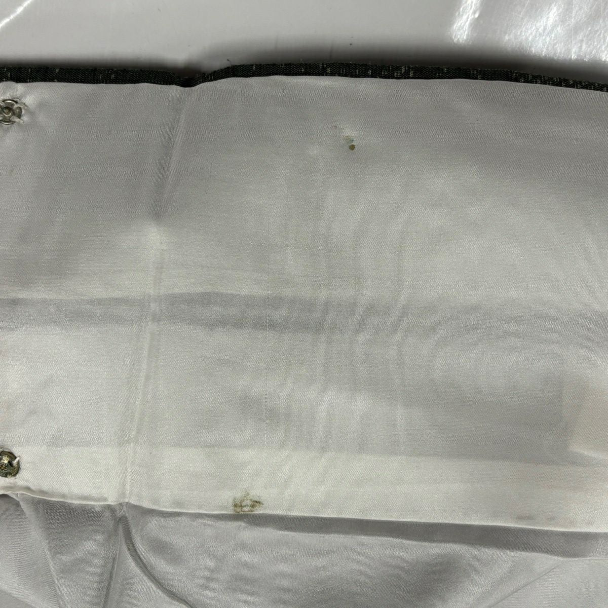 【美品】 紬織 身長166.5cm 袖長66cm M 雙層 観世水 縱條 灰綠 純蠶絲 秀品級