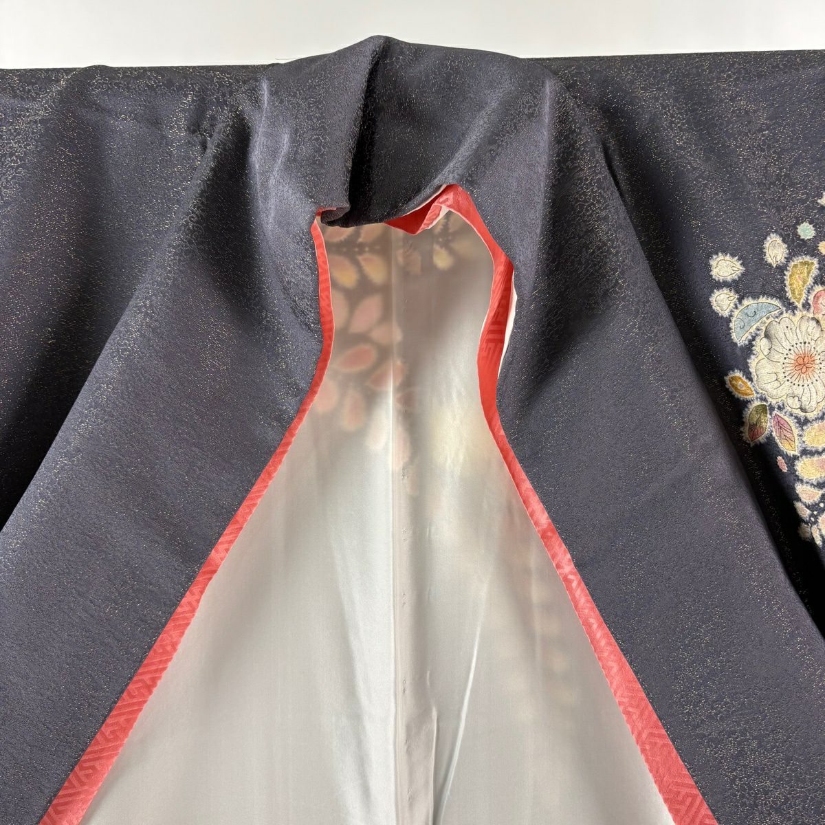 【美品】振袖禮服 身長172.5cm 袖長69.5cm L 雙層 德永憲峯 落款あり 辻花染 金通し 金銀彩 灰色 純蠶絲 逸品級