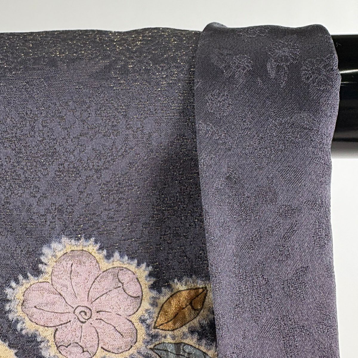 【美品】振袖禮服 身長172.5cm 袖長69.5cm L 雙層 德永憲峯 落款あり 辻花染 金通し 金銀彩 灰色 純蠶絲 逸品級