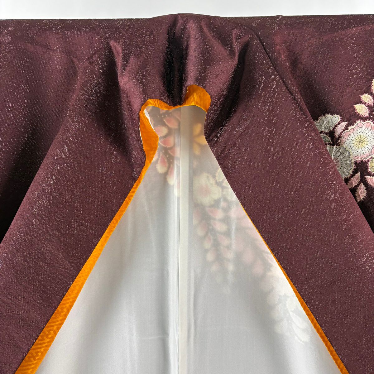 【美品】振袖禮服 身長166cm 袖長67.5cm L 雙層 德永憲峯 落款あり 辻花染 金通し 金銀彩 茶紫 純蠶絲 逸品級