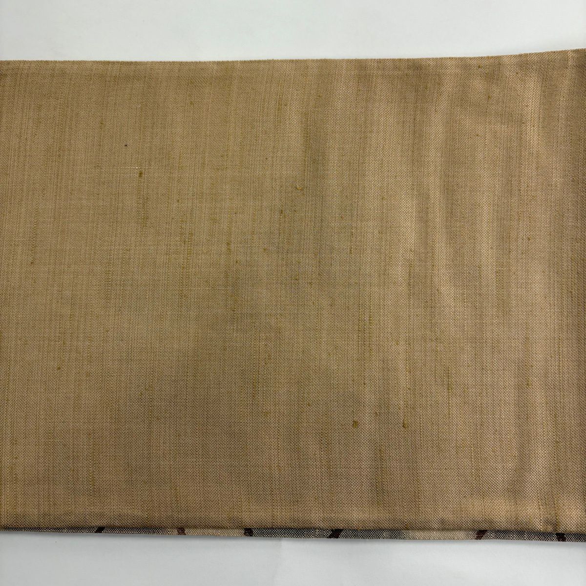 【美品】 袋帶 秀品級 幾何圖案 刺繡 薄茶 六通 純蠶絲