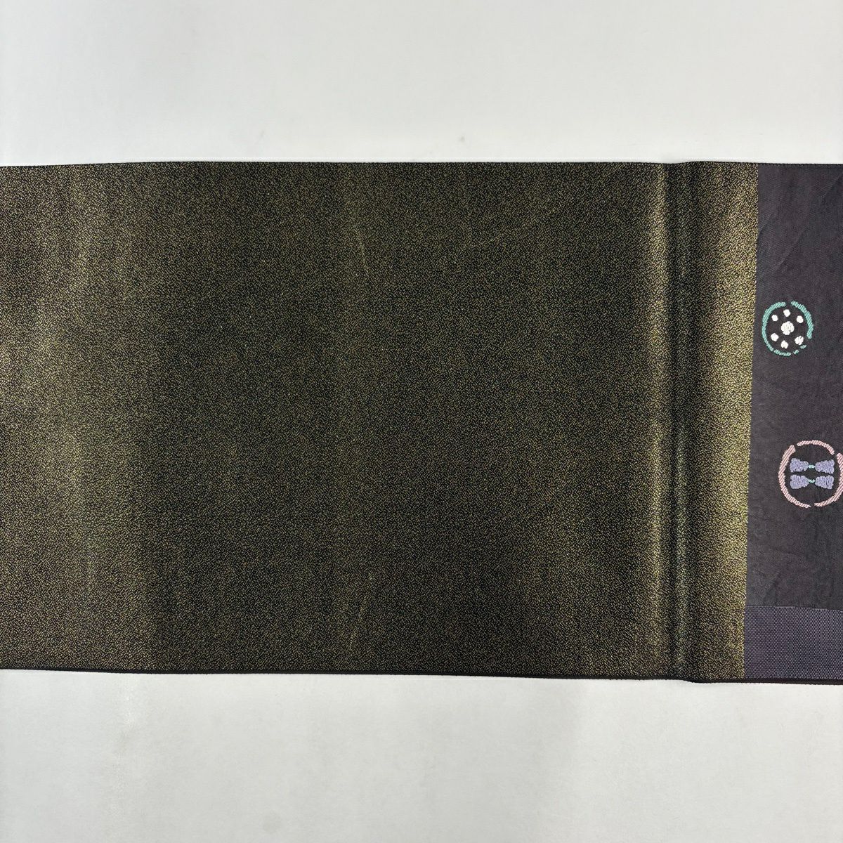 【美品】 袋帶 秀品級 生物 梅花 茶紫 六通 純蠶絲