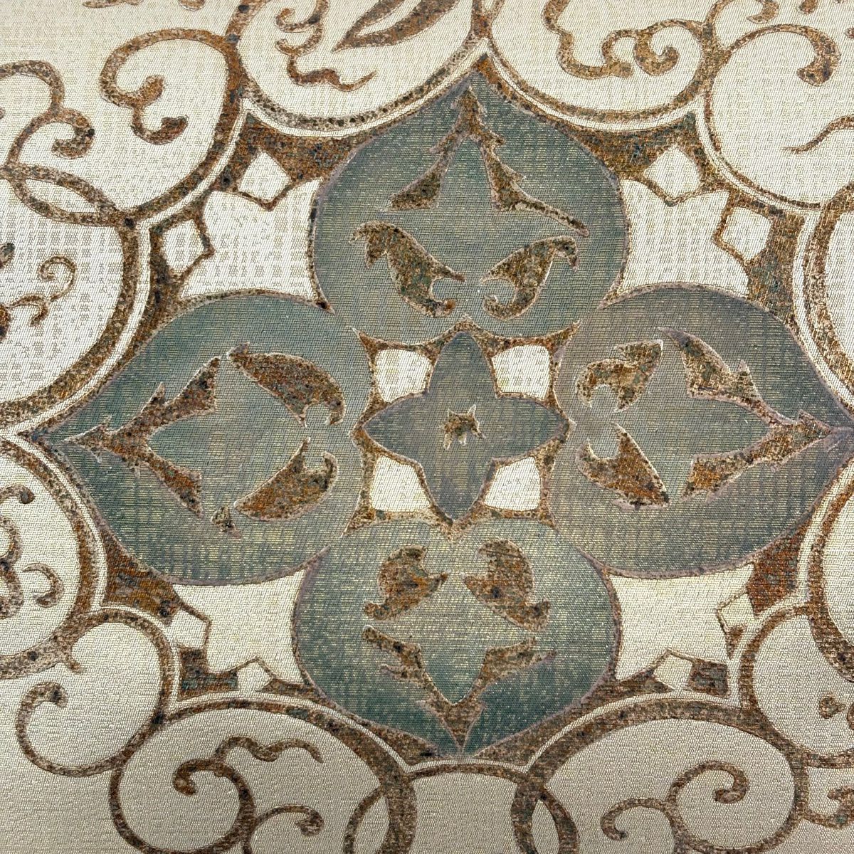 【美品】 名古屋帶 秀品級 唐草紋 花 金銀彩 金純蠶絲