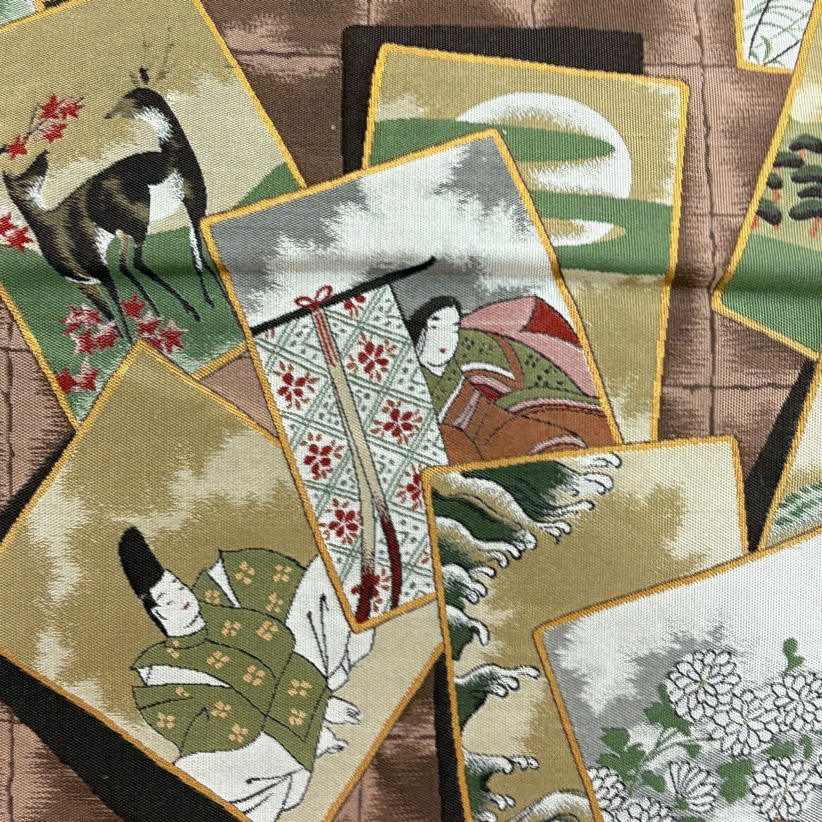 袋帶 秀品級 關西仕立 單層 人物 金金箔 淺紅色 大鼓圖案 純蠶絲
