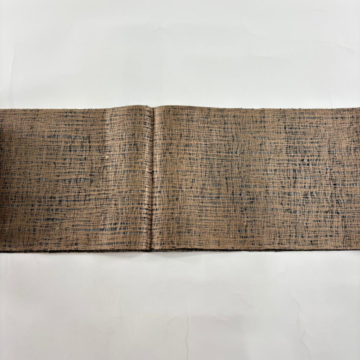 【美品】 袋帶 秀品級 花 斜紋 薄茶 純蠶絲