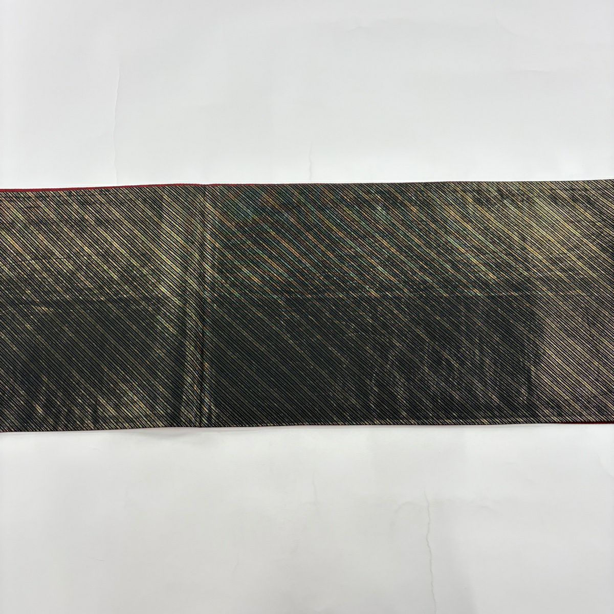 【美品】 袋帶 秀品級 葉與花瓣 金絲 金金箔 黑 六通 純蠶絲