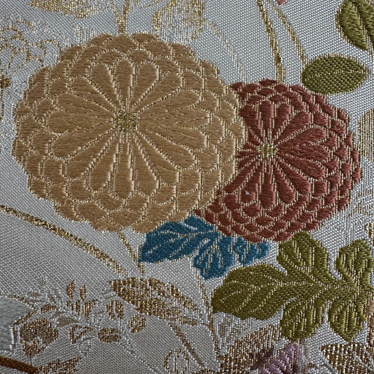 袋帶 秀品級 關西仕立 雜草 枝梅花 刺繡 金金箔 紫 六通 純蠶絲