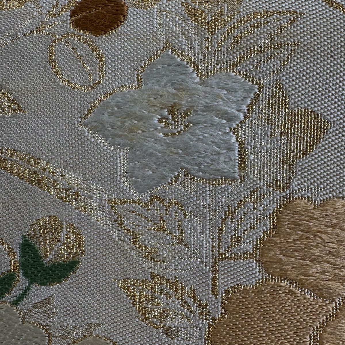 袋帶 秀品級 關西仕立 雜草 枝梅花 刺繡 金金箔 紫 六通 純蠶絲