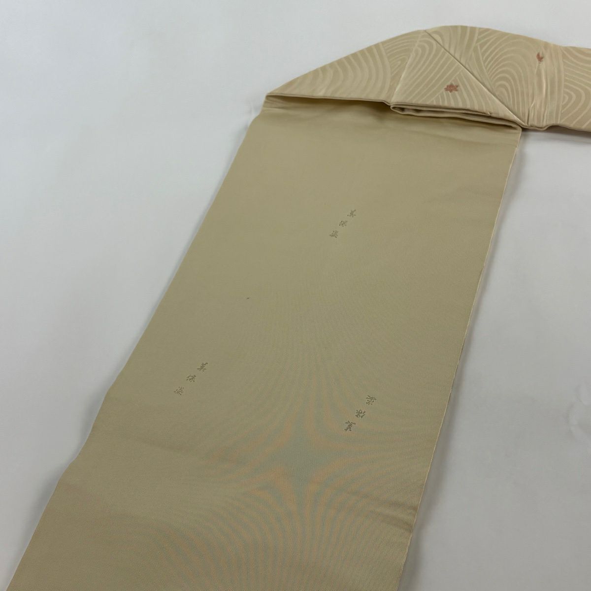 【美品】 名古屋帶 秀品級 波頭 楓葉 金絲 奶油色 純蠶絲