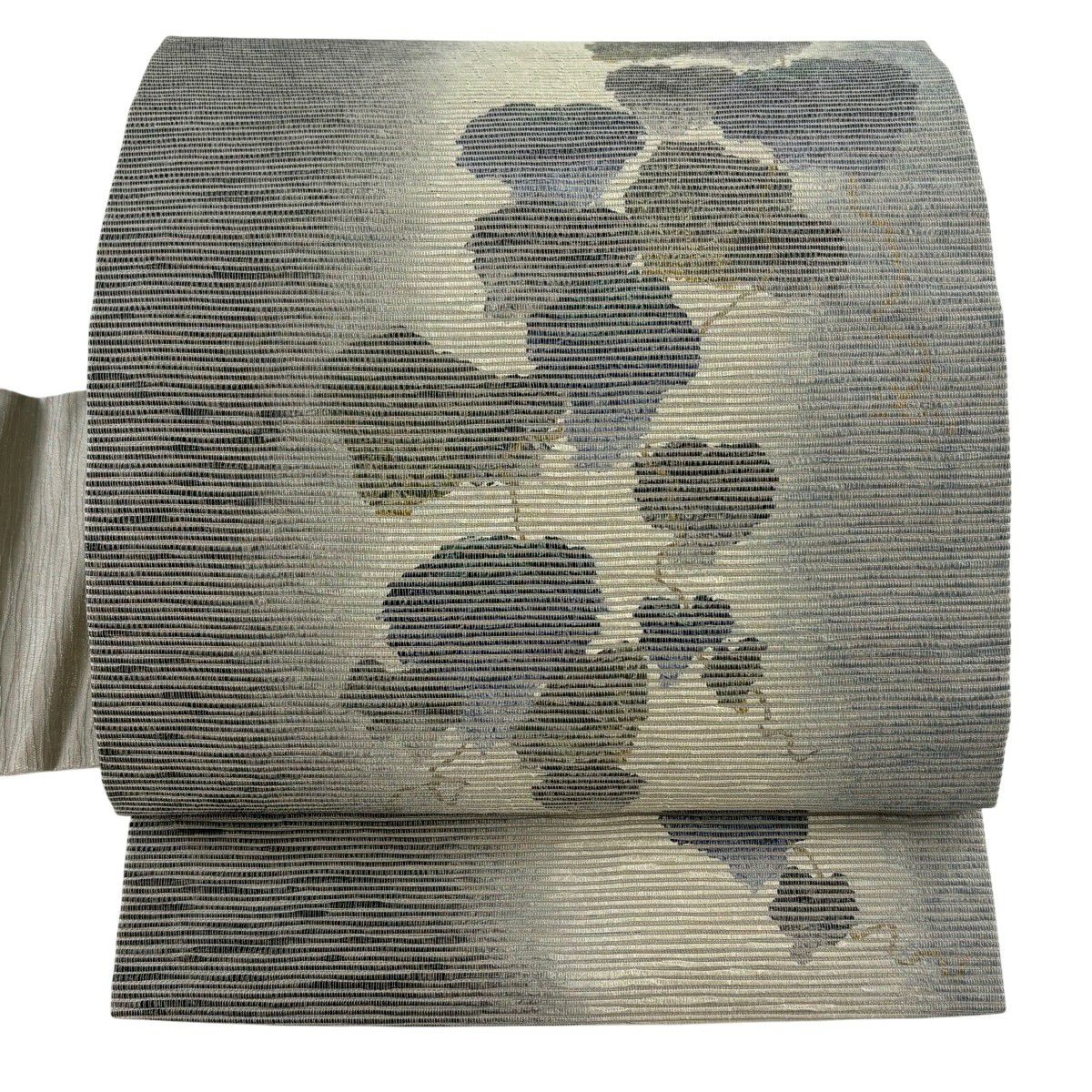 【美品】 名古屋帶 秀品級 蔦 金銀彩 灰 純蠶絲