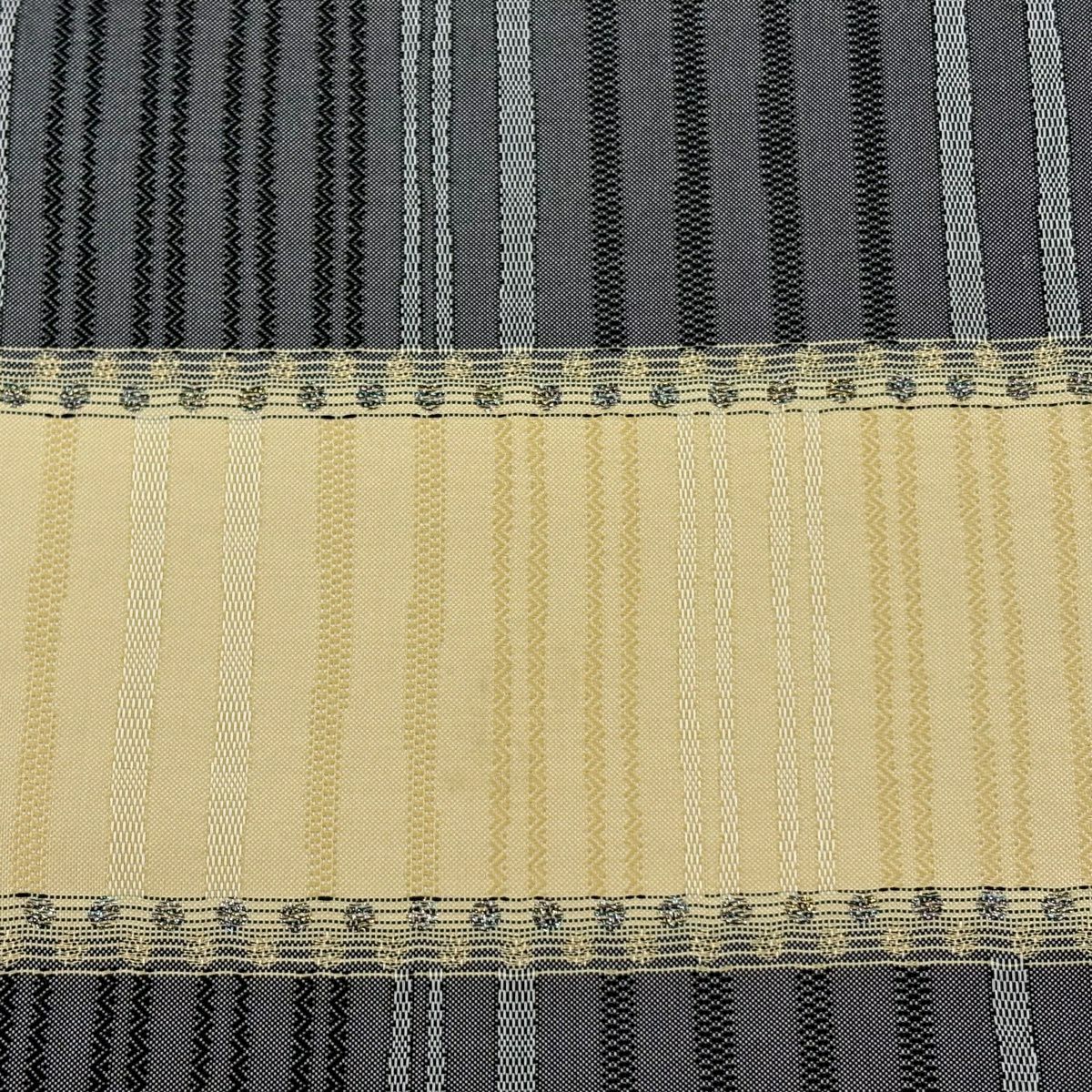 袋帶 秀品級 段紋 金金箔 米色 全通 純蠶絲