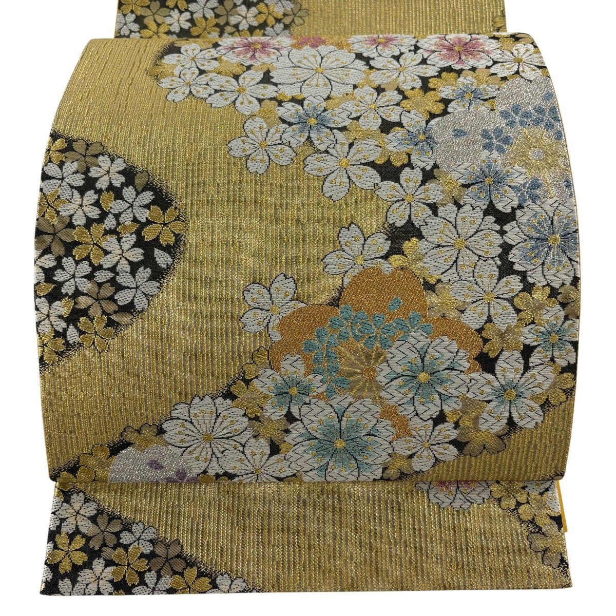 【美品】 袋帶 秀品級 櫻花 金絲 金金箔 金色 六通 純蠶絲