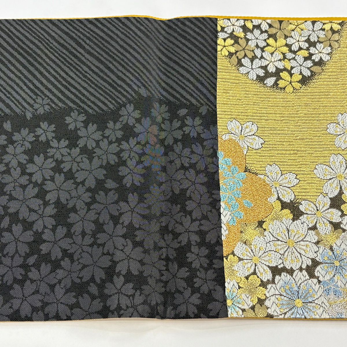 【美品】 袋帶 秀品級 櫻花 金絲 金金箔 金色 六通 純蠶絲