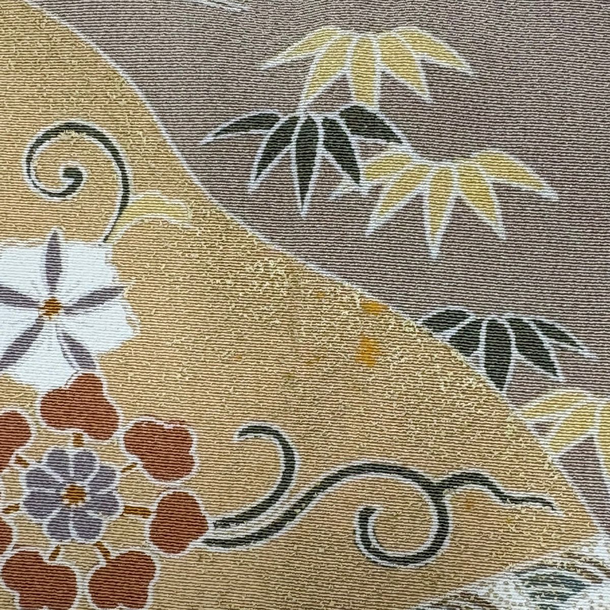 色留袖禮服 身長156cm 袖長64.5cm M 雙層 御所車 龜甲 金絲 金銀彩 淺茶 純蠶絲 秀品級 一個紋