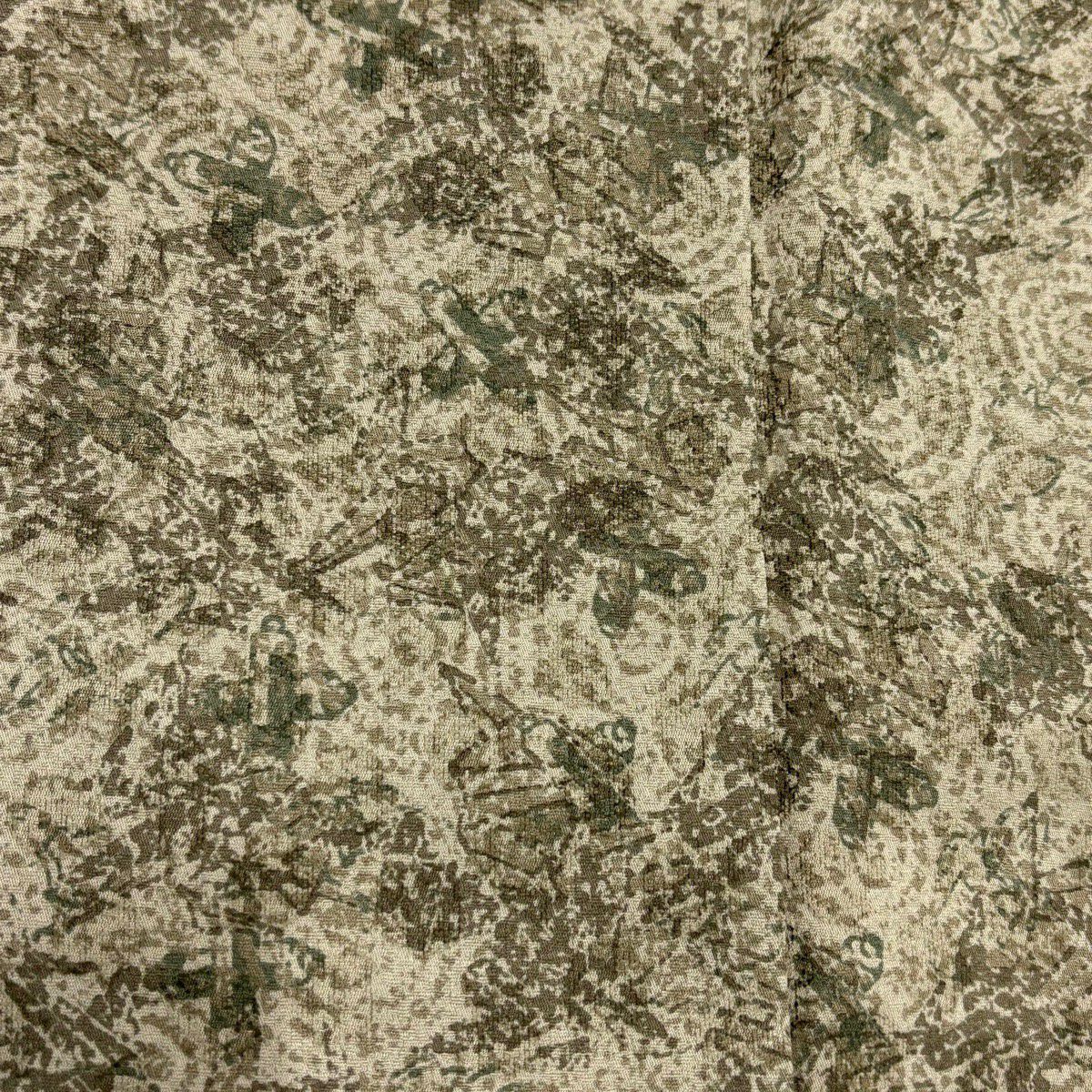 【美品】 小紋 身長158cm 袖長62cm S 雙層 幾何學圖案 葉 灰綠 純蠶絲 秀品級