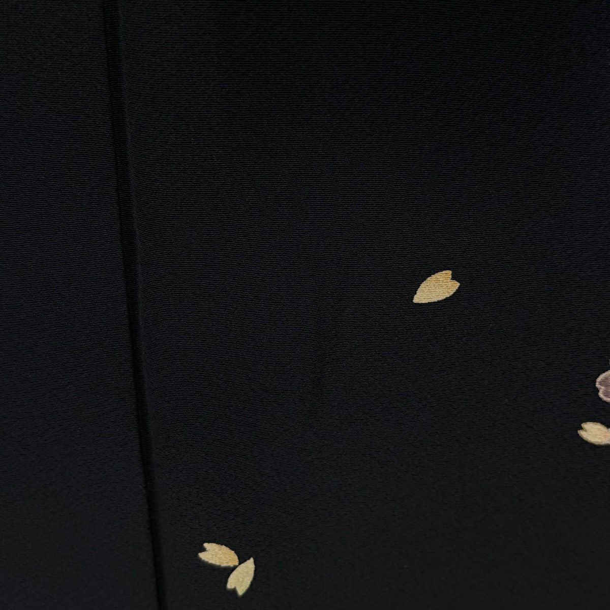 【美品】 小紋 身長160.5cm 袖長67cm M 雙層 櫻花 龜甲 金銀彩 黑 純蠶絲 優品級
