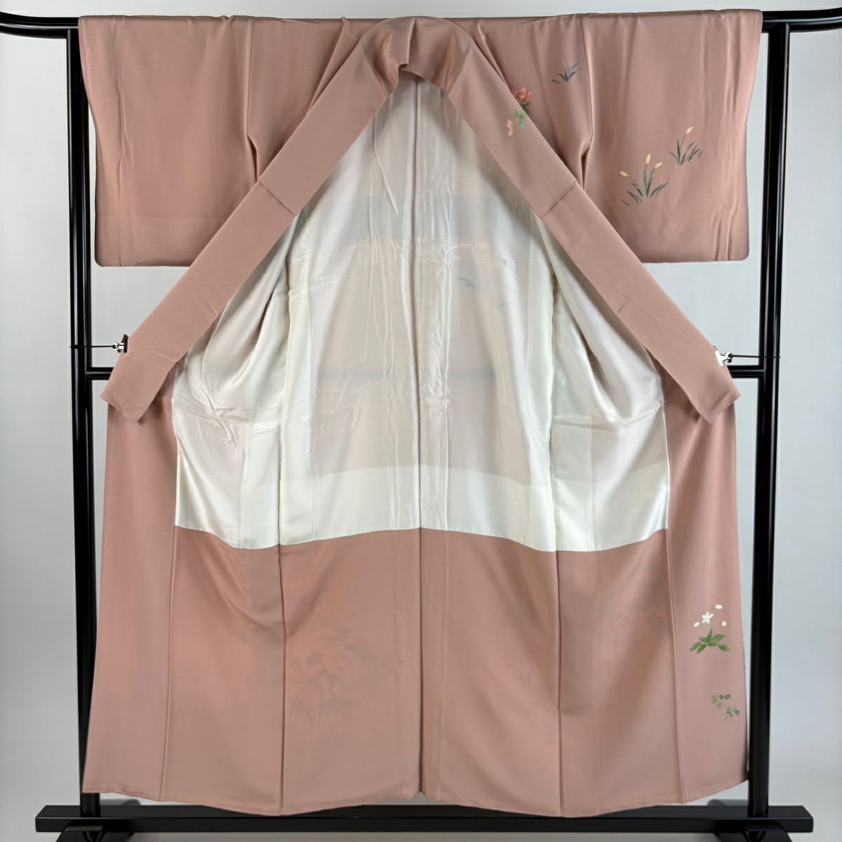 訪問服 身長154.5cm 袖長62.5cm S 雙層 落款有 枝花 染分 逐漸變化 粉紅 純蠶絲 優品級
