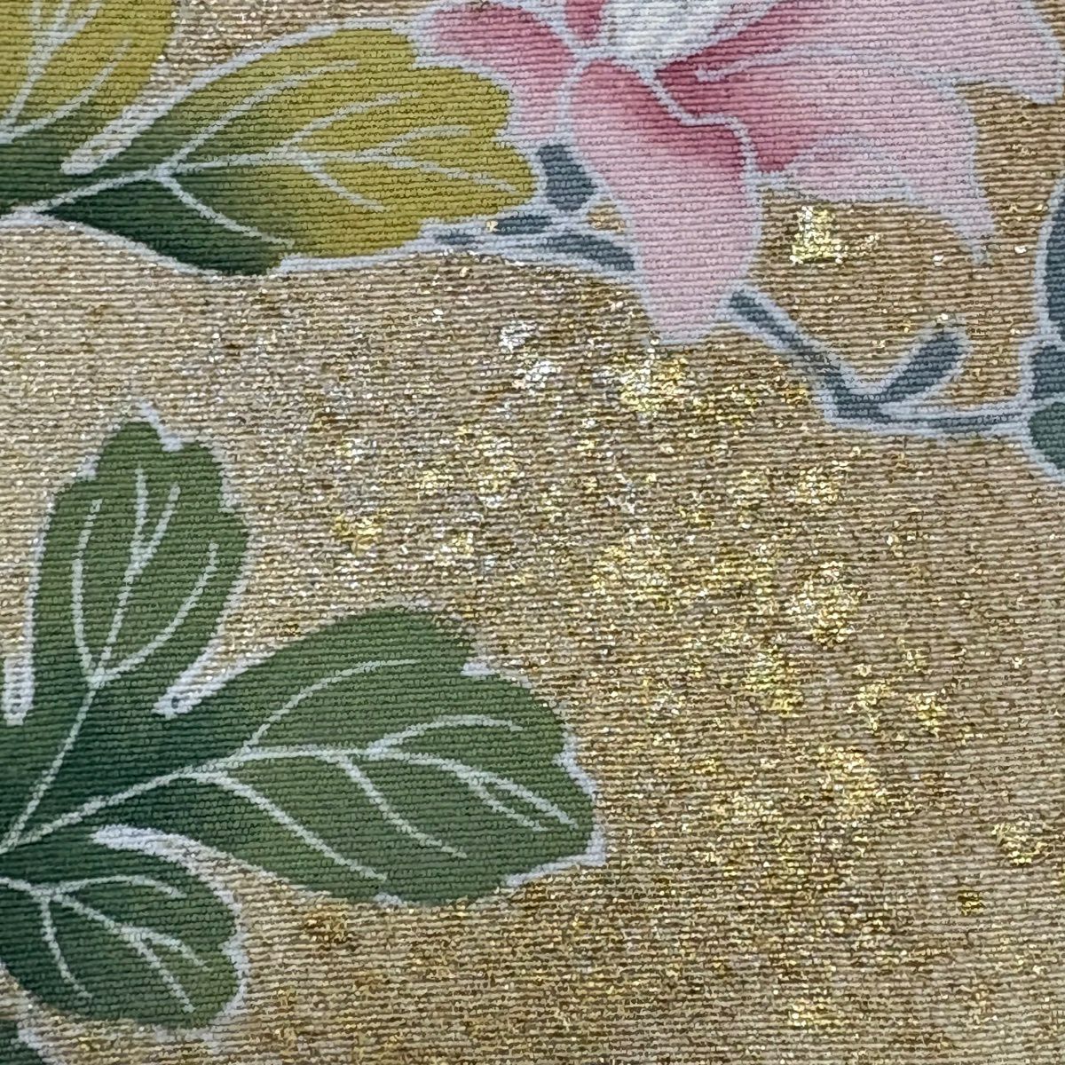 訪問服 身長164.5cm 袖長64cm M 雙層 落款 草花紋紋 流水 金銀彩 漸層 米色 純蠶絲 優品級