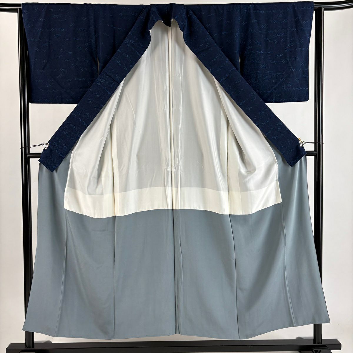 【美品】 小紋 身長152.5cm 袖長63cm S 雙層 草花紋 純蠶絲