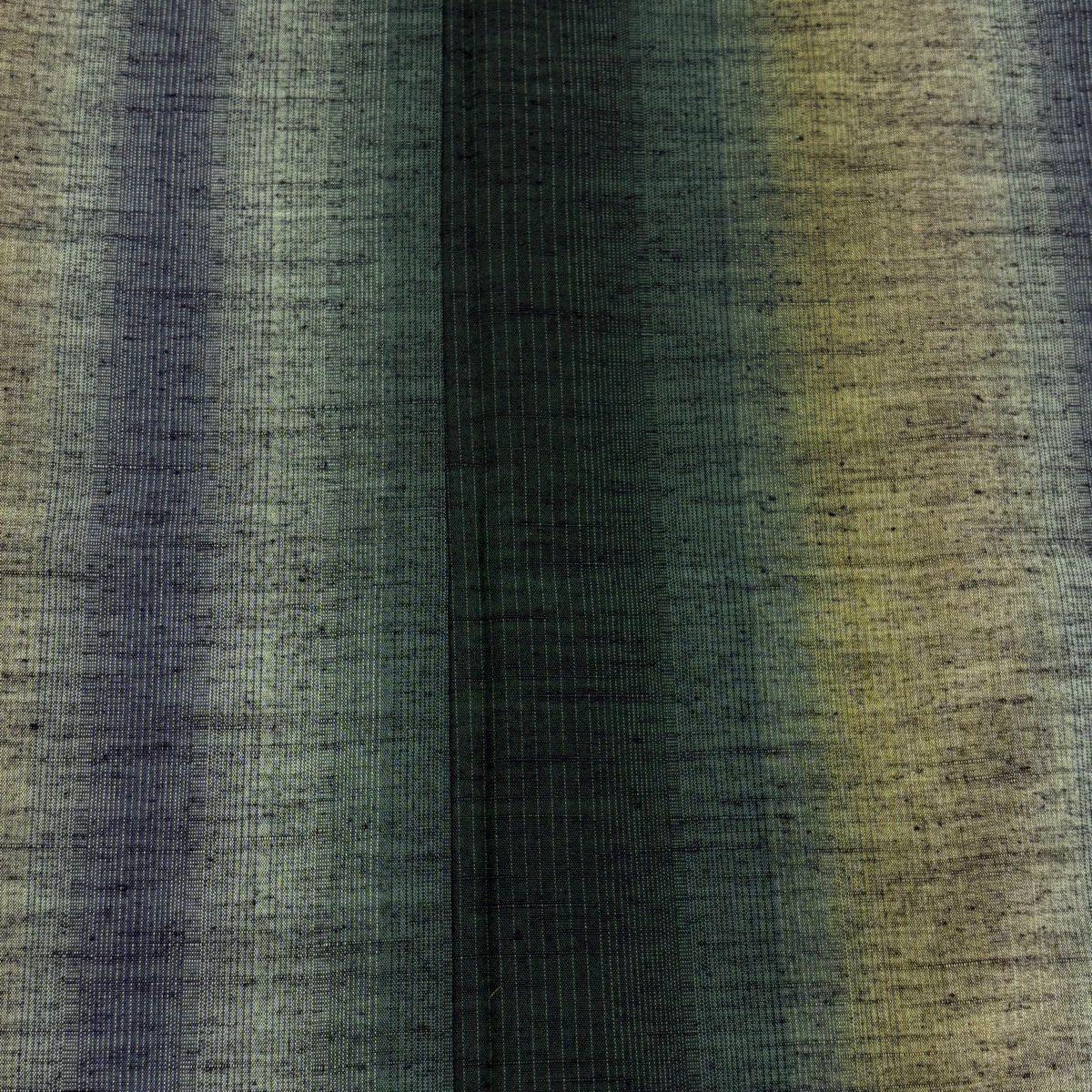 【美品】 紬織 身長161cm 袖長64cm M 雙層 縱條 深綠 純蠶絲 秀品級
