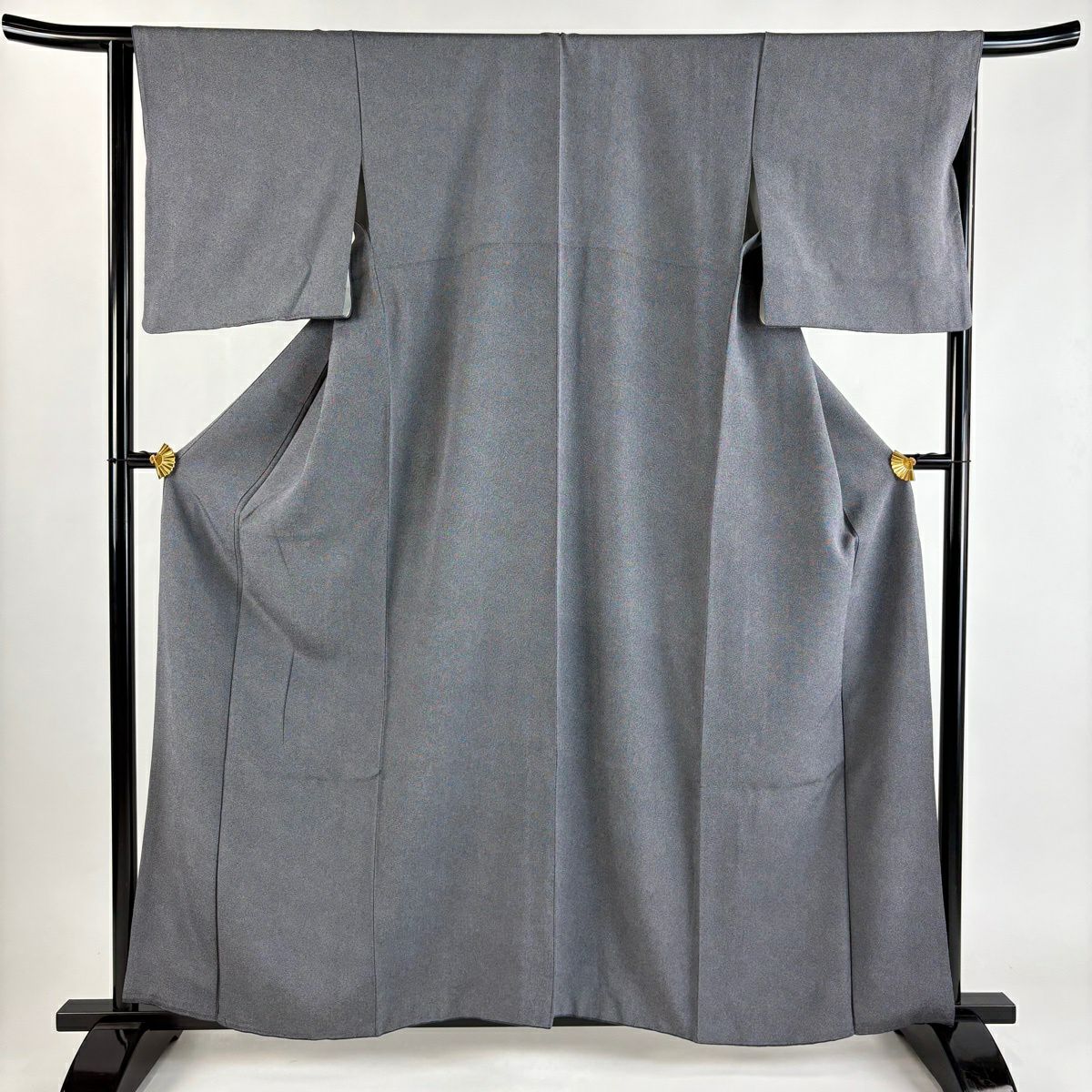 【美品】 江戶小紋 身長161cm 袖長64cm M 雙層 鮫 黑灰 純蠶絲 秀品級