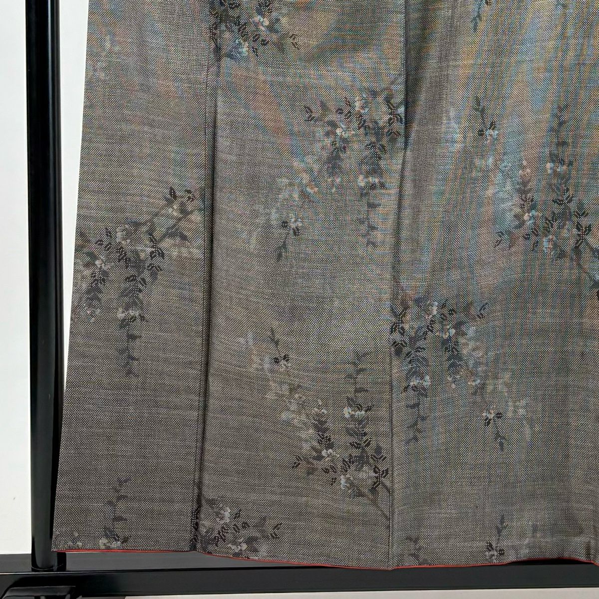 【美品】 紬織 身長159.5cm 袖長61.5cm S 雙層 枝花 焦茶 純蠶絲 秀品級