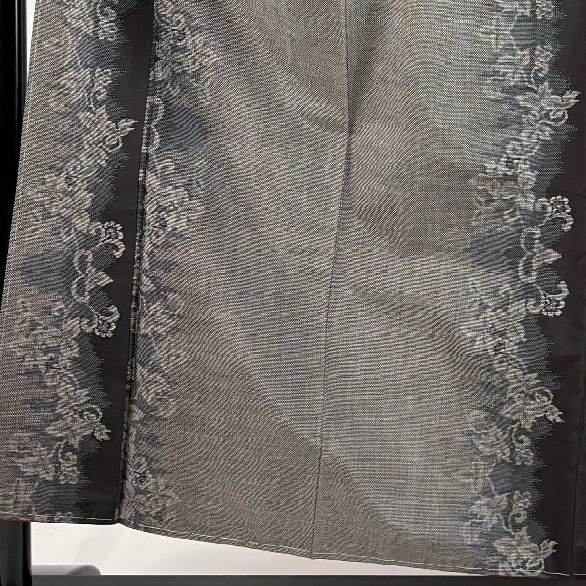 【美品】 紬織 身長156cm 袖長63.5cm S 雙層 花唐草紋 焦茶 純蠶絲 秀品級