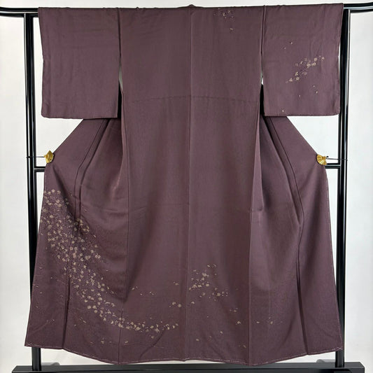 訪問服 身長152cm 袖長62.5cm S 雙層 菊花 流水 刺繡 金糸 紫 純蠶絲 秀品級