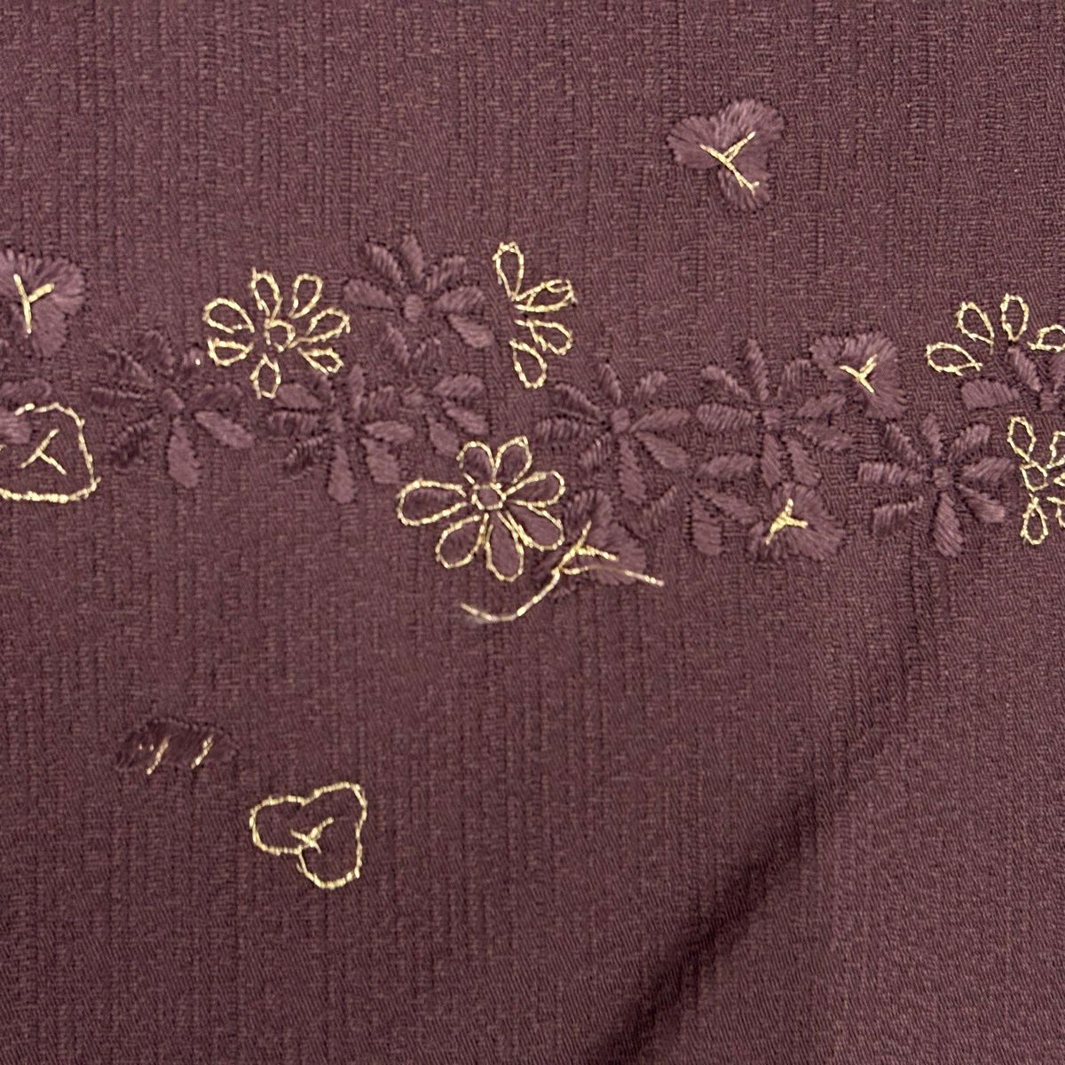 訪問服 身長152cm 袖長62.5cm S 雙層 菊花 流水 刺繡 金糸 紫 純蠶絲 秀品級