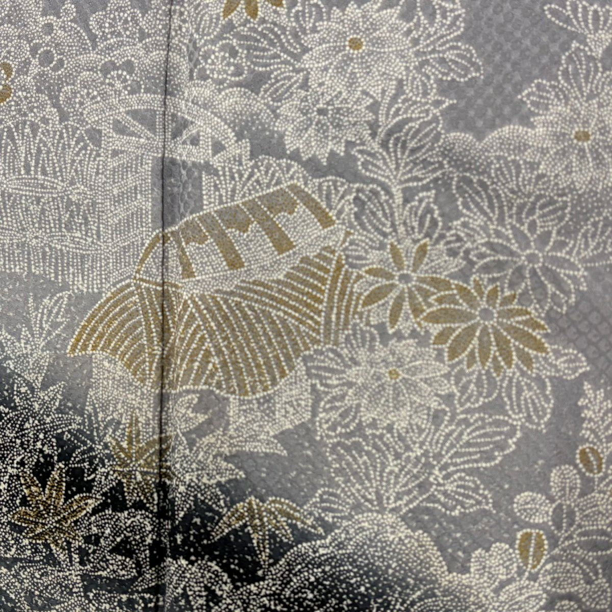 付下 身長171.5cm 袖長65cm M 雙層 家屋 枝梅花 染分 淡化 灰紫 純蠶絲 優品級