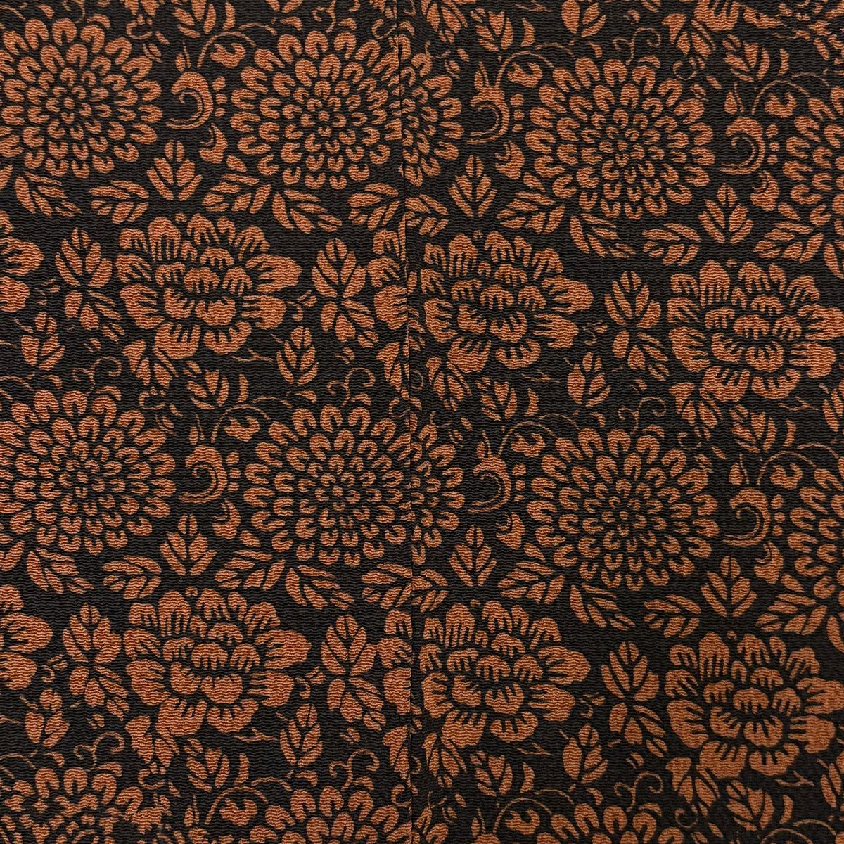 【美品】訪問服 身長159cm 袖長64.5cm M 雙層 草花紋紋 青海波 黑 純蠶絲 秀品級
