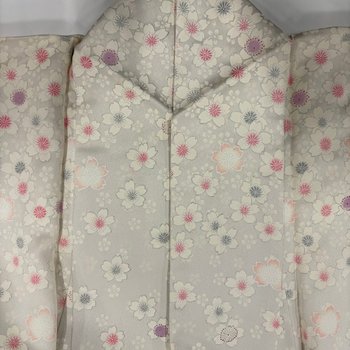 訪問服 身長157cm 袖長63cm S 雙層 大和 櫻花 漸層 灰白 純蠶絲 優品級