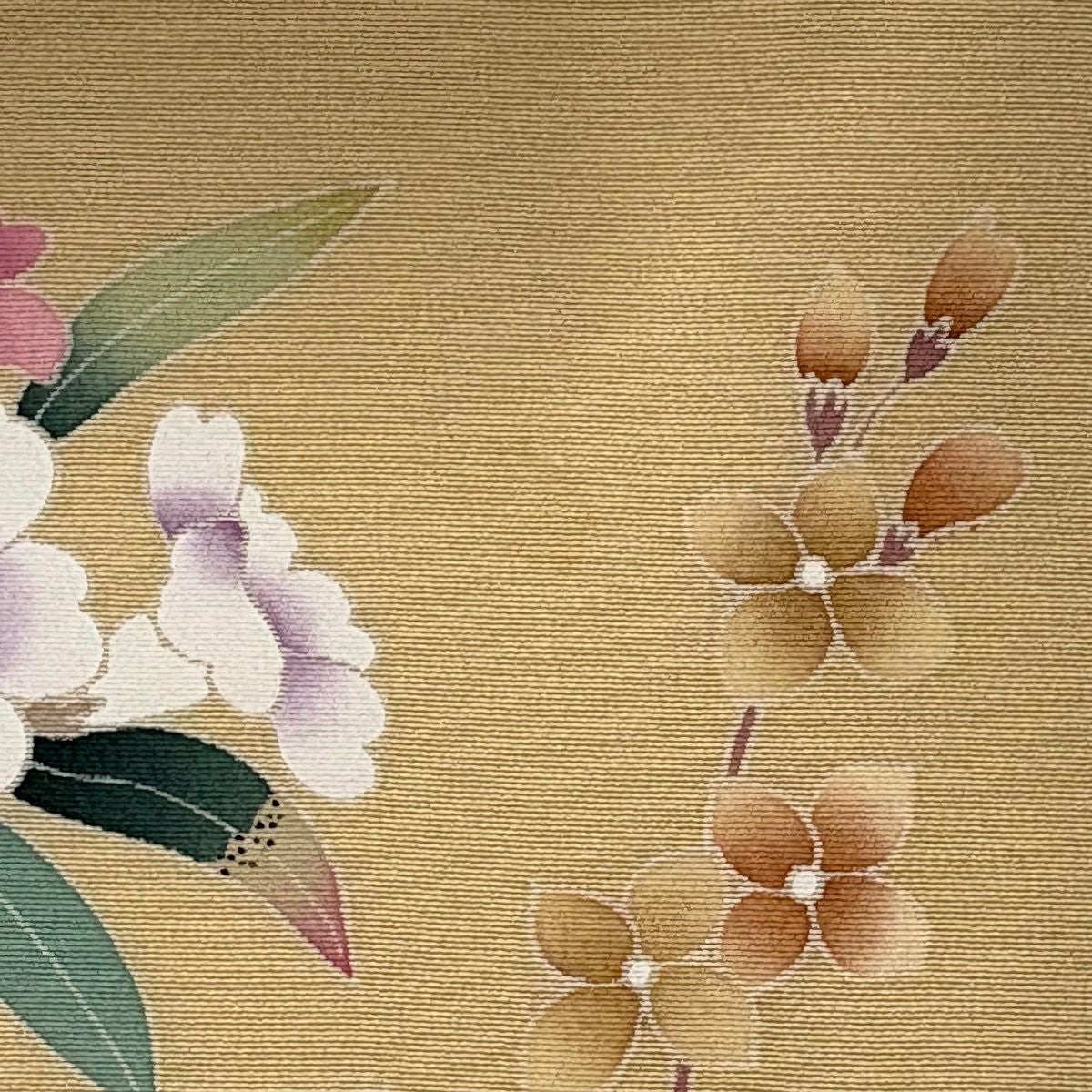 訪問服 身長156cm 袖長62.5cm S 雙層 落款あり 菊花 枝花 漸層 米色 純蠶絲 優品級