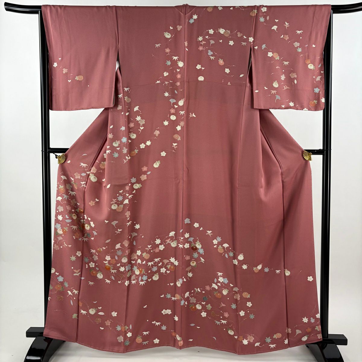 訪問服 身長163cm 袖長65.5cm M 雙層 吹寄 金絲 金銀彩 粉紅 純蠶絲 優品級