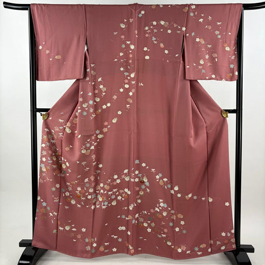訪問服 身長163cm 袖長65.5cm M 雙層 吹寄 金絲 金銀彩 粉紅 純蠶絲 優品級