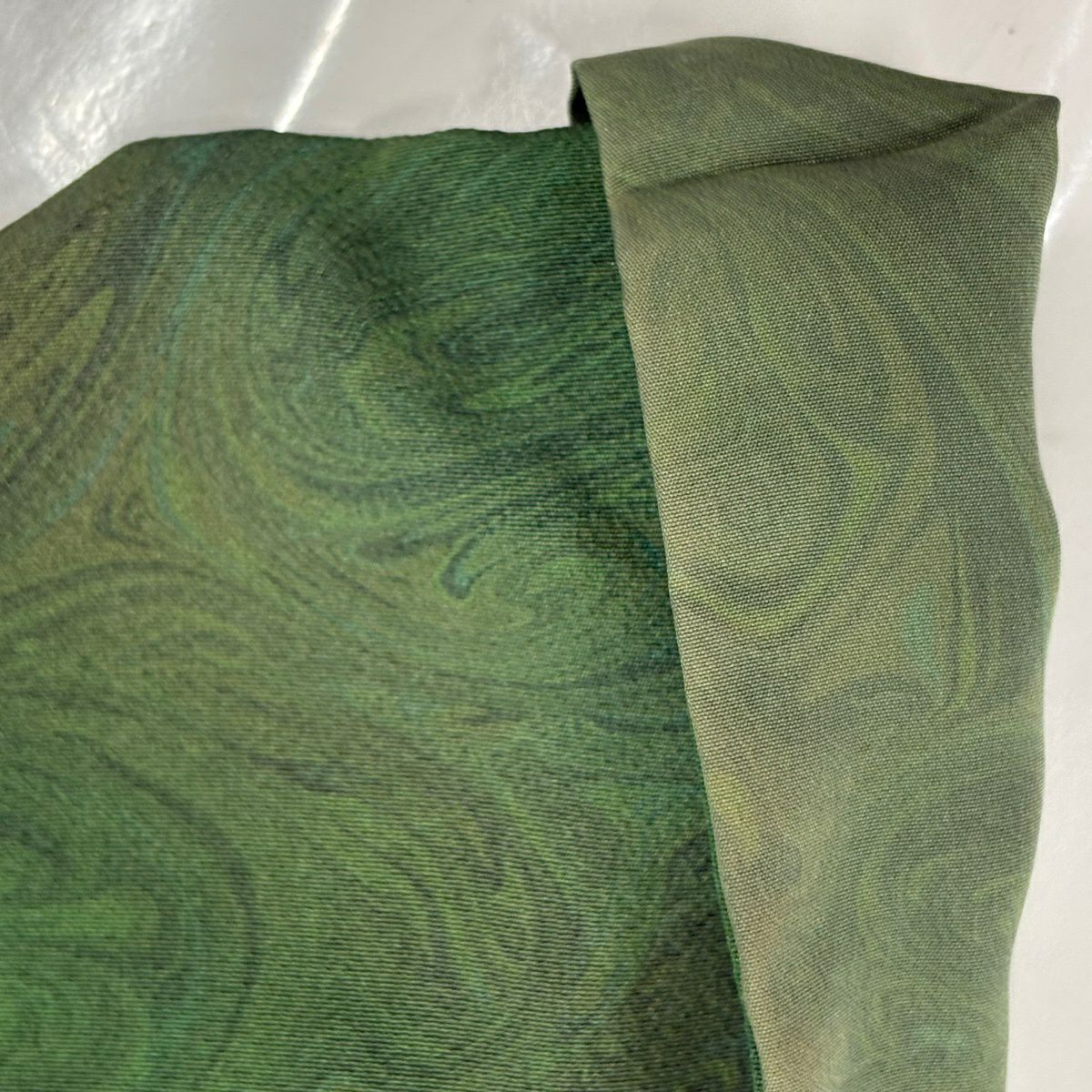 小紋 身長155.5cm 袖長63cm S 雙層 墨流し 漸層 綠 純蠶絲 秀品級
