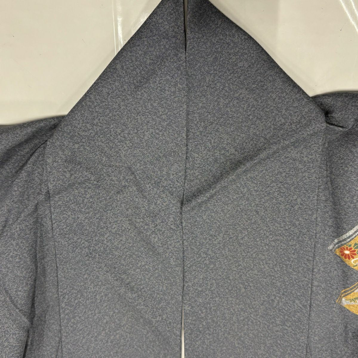 付下 身長154cm 袖長62cm S 雙層 寶盡くし 草花紋紋 金銀彩 青灰 純蠶絲 優品級