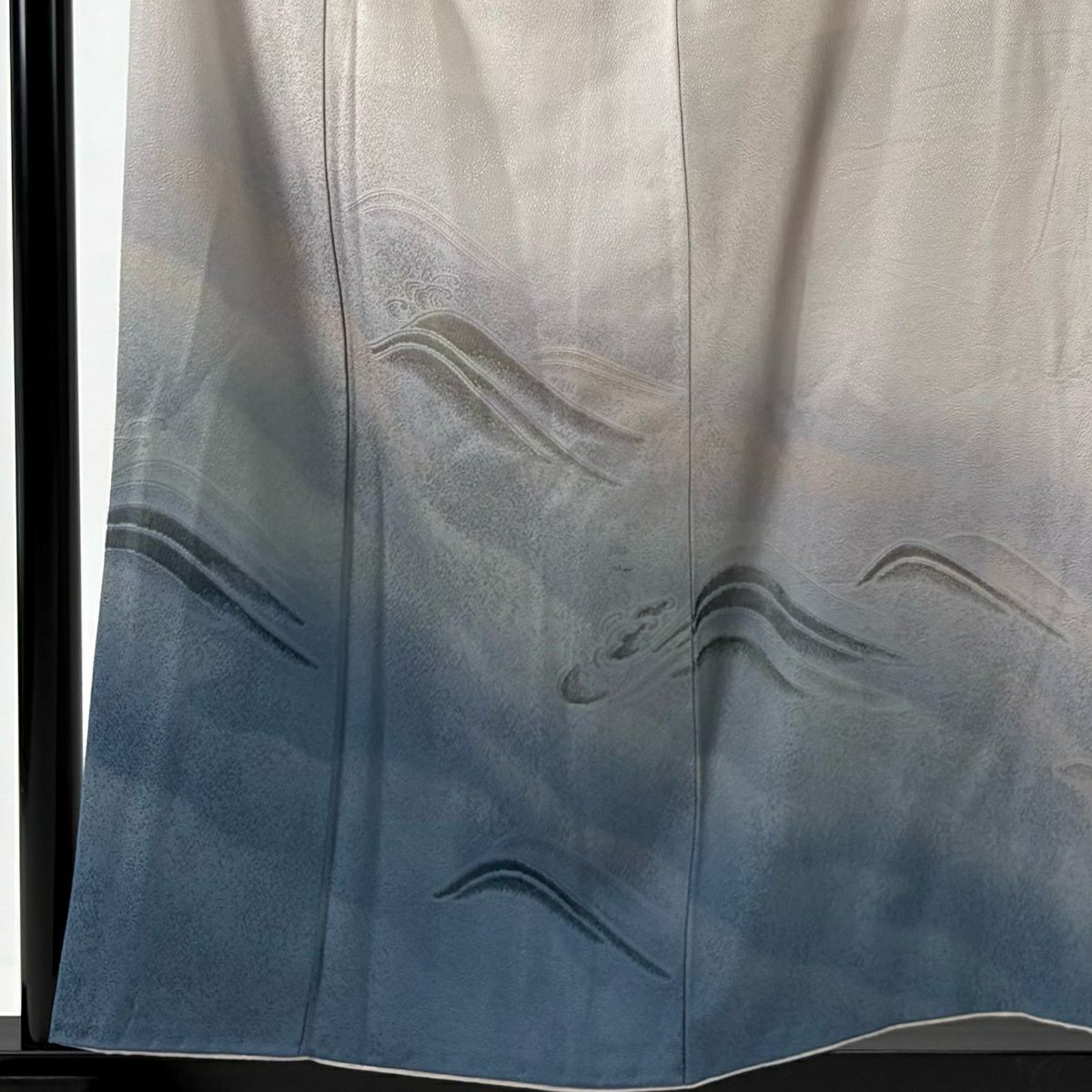 付下 身長153.5cm 袖長64.5cm M 雙層 波 波頭 染分 淡化 灰茶 純蠶絲 優品級