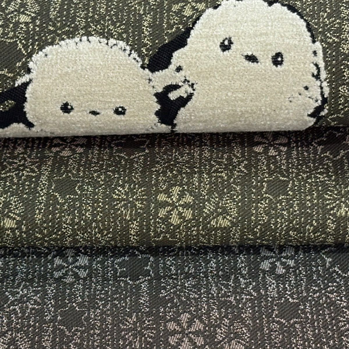 【美品】 名古屋帶 逸品級 落款あり 光蔵 鳥 シマエナガ 金糸 ぼかし 灰色 純蠶絲