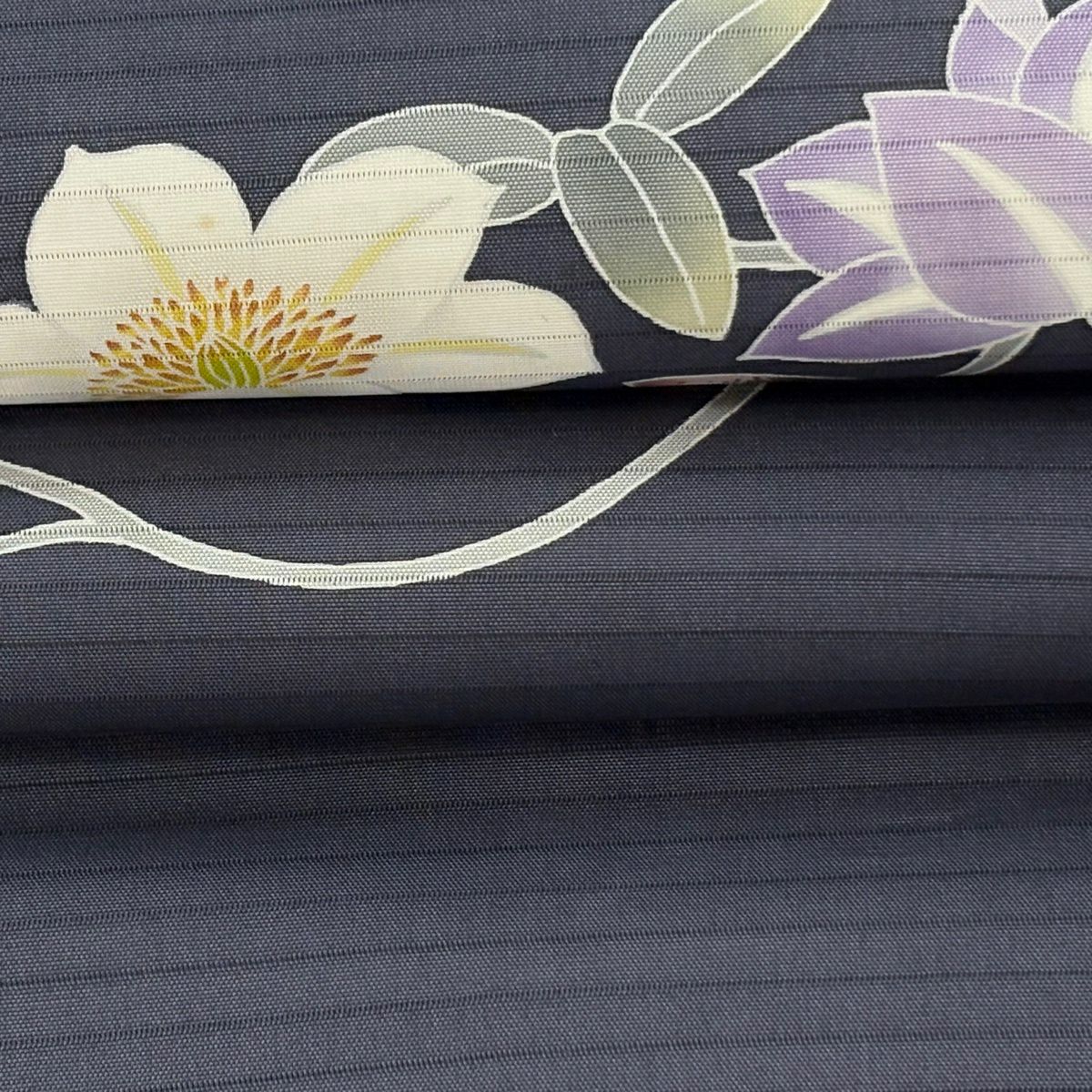 名古屋帶 逸品級 羽田登喜 落款 夏帶 絽 草花紋 青灰色 純蠶絲