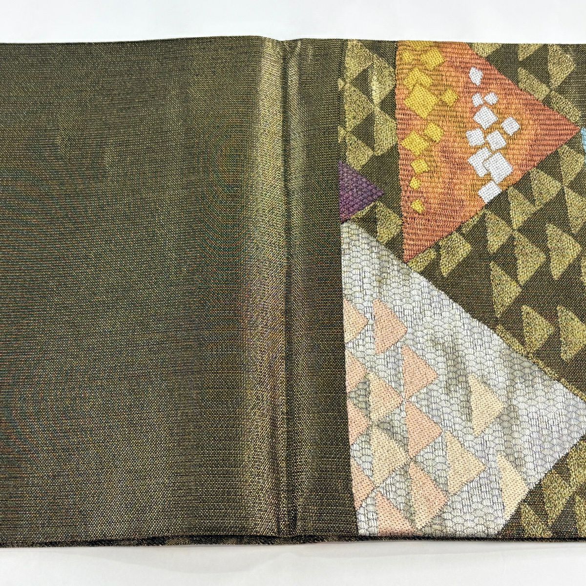 【美品】 袋帶 名品級 兔子 雲紋 金銀線 金 六通 純蠶絲