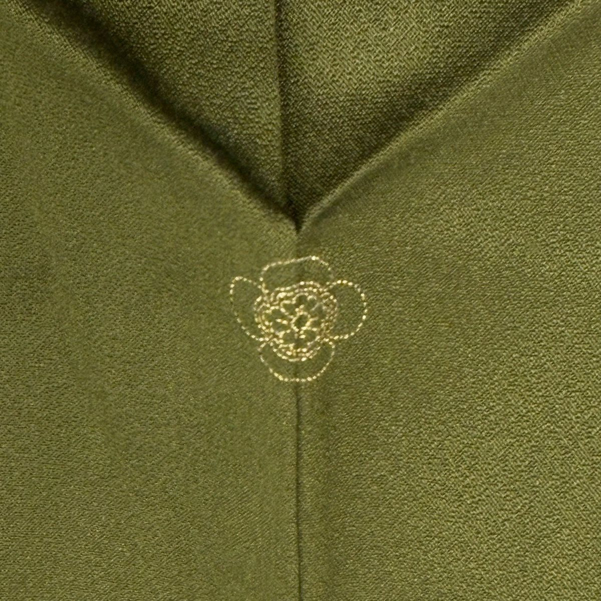 【美品】訪問服 身長160cm 袖長67.5cm L 雙層 TOKI志すい 有落款 仙鶴 波 金銀彩 漸層 茶綠 純蠶絲 名品級 一つ紋
